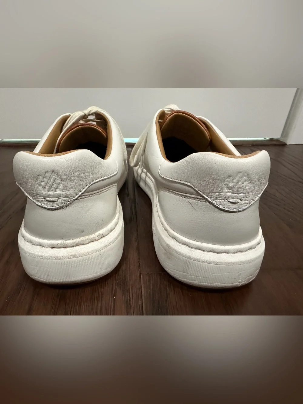Men's White Leather Sneakers with Tan Accent (Anders Lace-To-Toe)